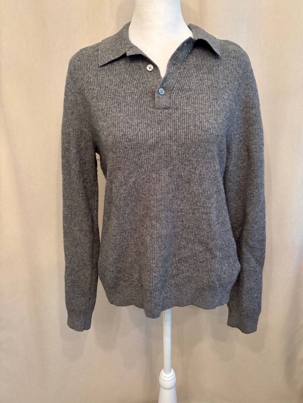 Reiss Ribbed Polo-Collar Knit Sweater — Size L
